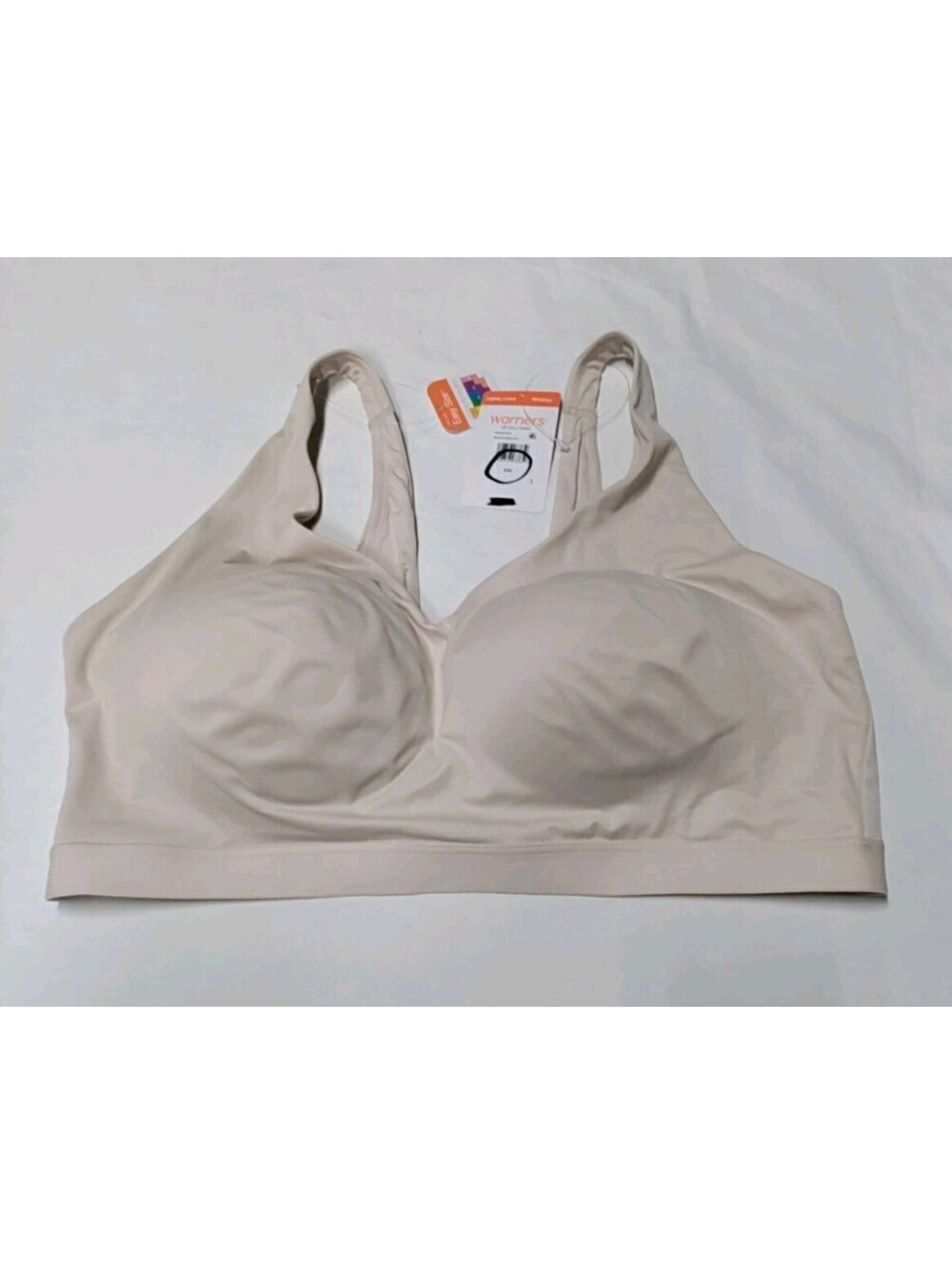 NEW Warners invisible look wireless bra womens 2 XL cream lightly lined